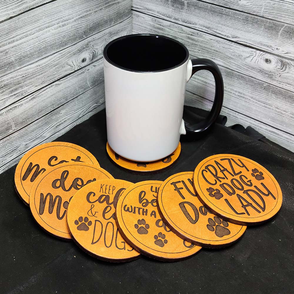 My Cat Thinks I'm Awesome - Leather Coaster