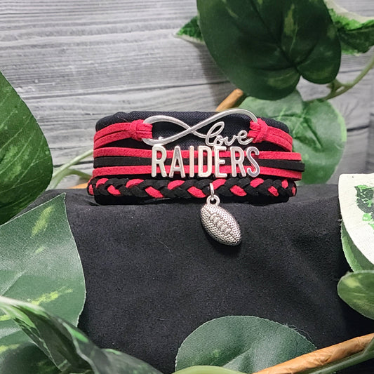 Raider Football Braided Charm Bracelet