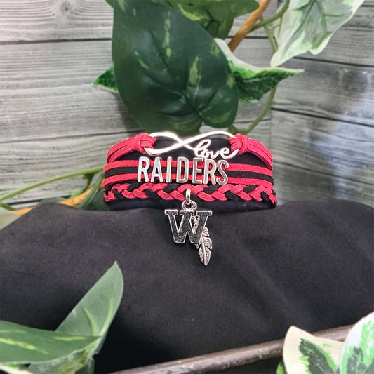 Wamego HS Raiders Braided Charm Bracelet