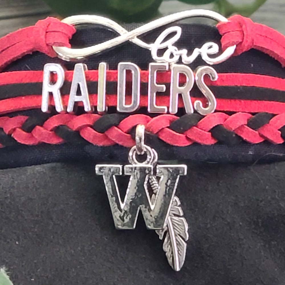 Wamego HS Raiders Braided Charm Bracelet